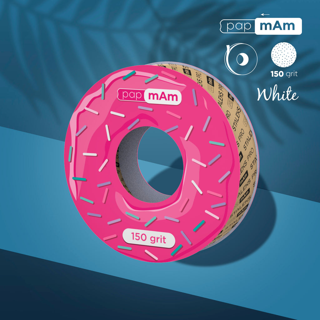 Bande abrasive jetable blanche PapmAm EXPERT (sans bobine en plastique) grain 150