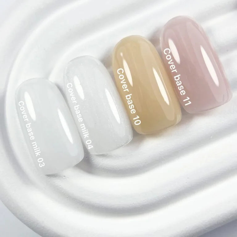 NAILSOFTHEDAY Cover Base Milk 04 Shimmer – milky base coat with silver shimmer for nails, 10 ml.