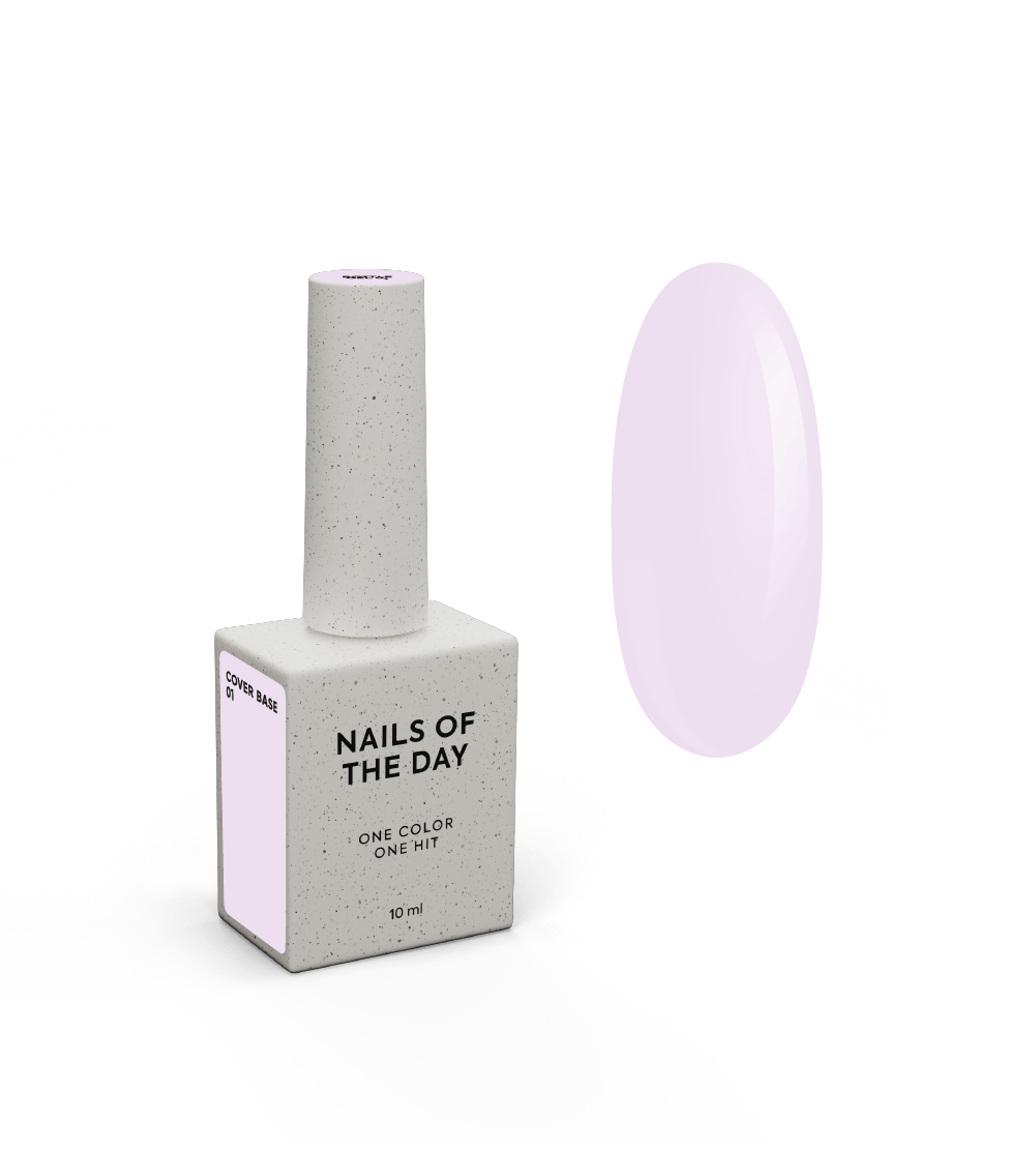 NAILSOFTHEDAY Cover Base 01 – delicate rose-lilac base coat for nails, 10 ml.