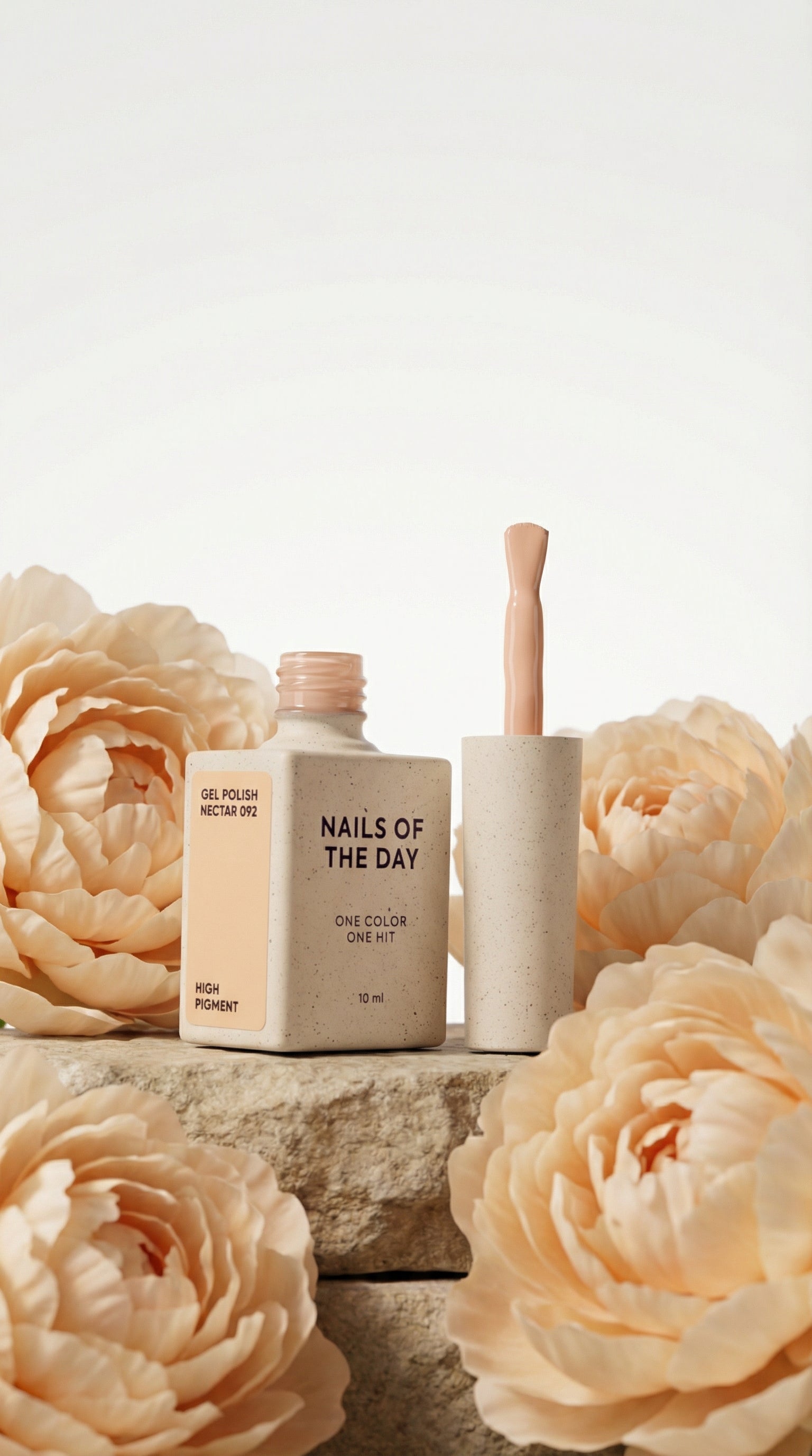 NAILSOFTHEDAY Gel Polish Nectar 092 – pastel peach gel nail polish, opaque in one coat.