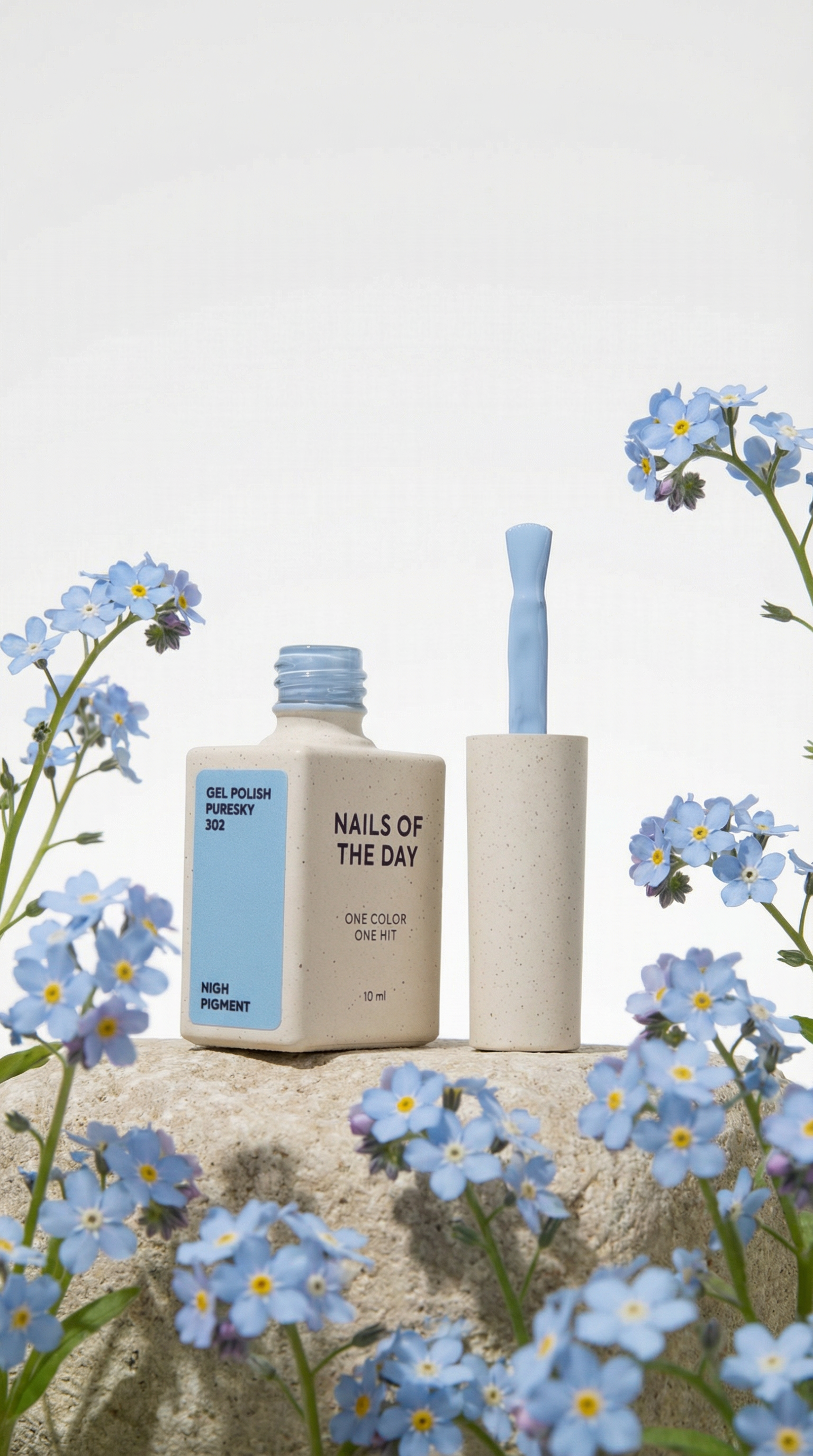 NAILSOFTHEDAY Gel Polish Puresky 302 – pastel blue gel nail polish, opaque in one coat.