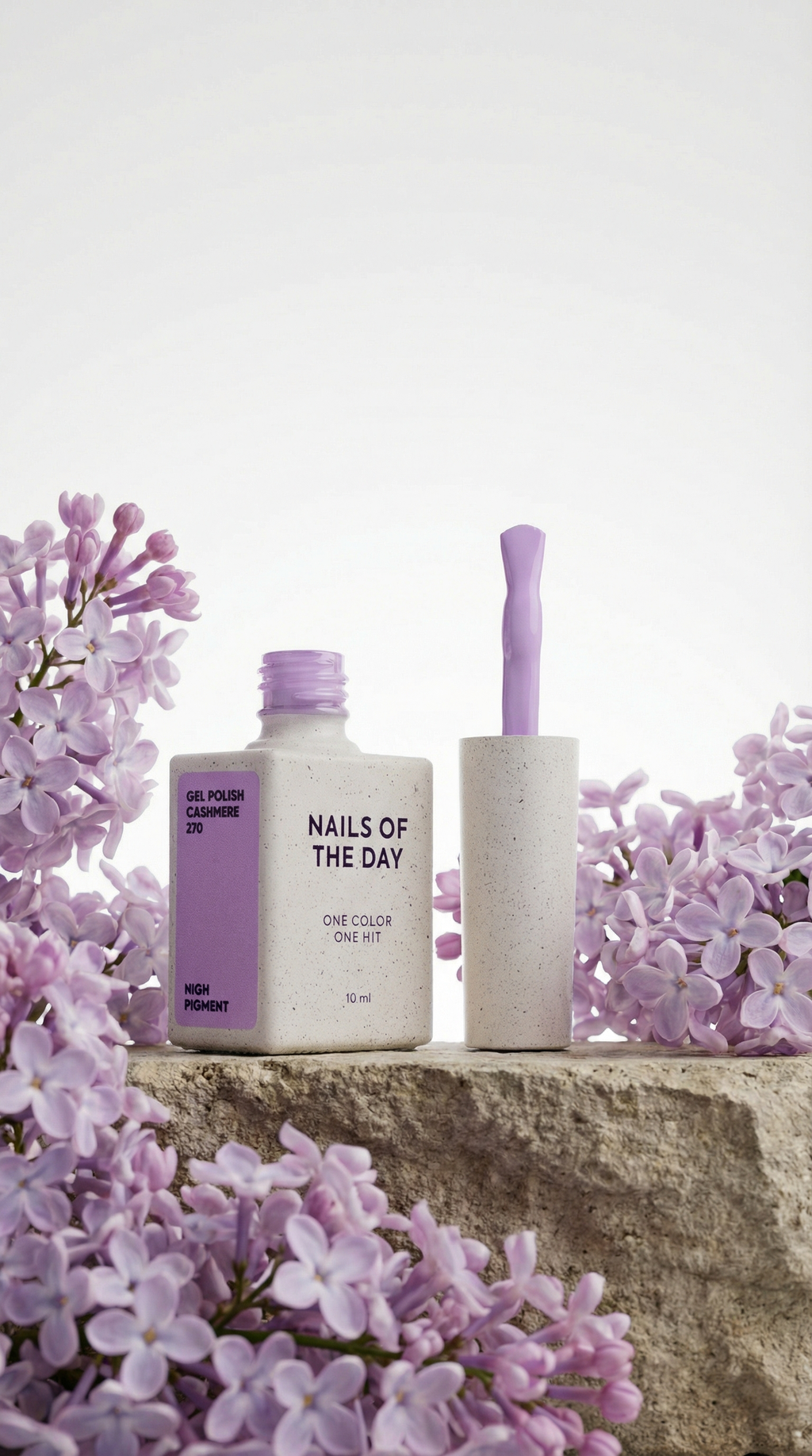 NAILSOFTHEDAY Gel Polish Cashmere 270 - pastel purple gel nail polish, opaque in one coat.