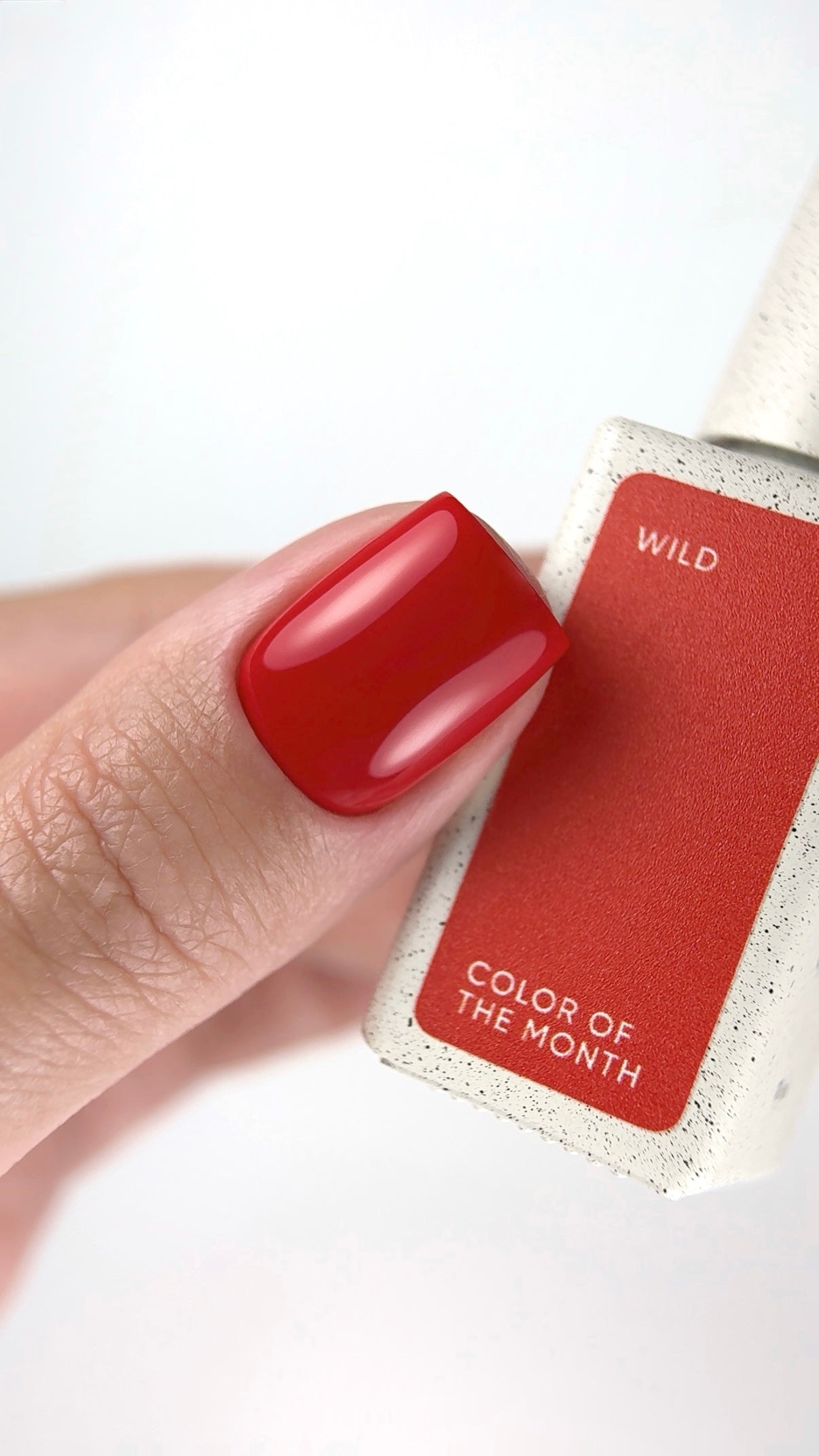 NAILSOFTHEDAY Color of the Month March 2026 Wild – intensely vibrant red gel nail polish, opaque in one coat.