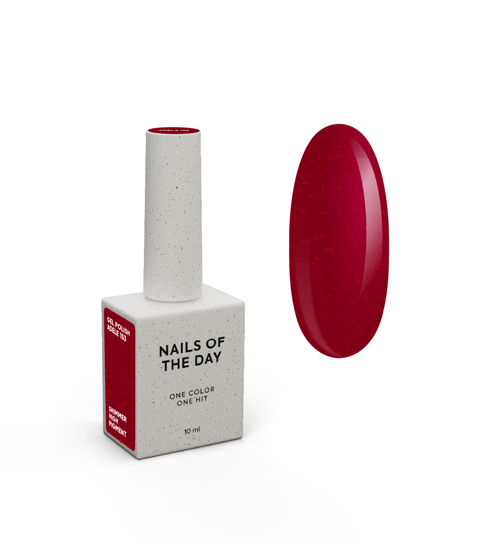 NAILSOFTHEDAY Gel Polish Adele – red gel nail polish with shimmer, opaque in one coat.