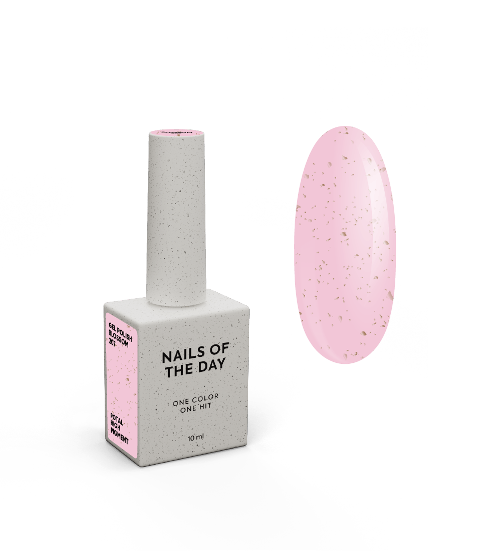 NAILSOFTHEDAY Gel Polish Blossom – delicate pink gel nail polish with gold foil, opaque in one coat.