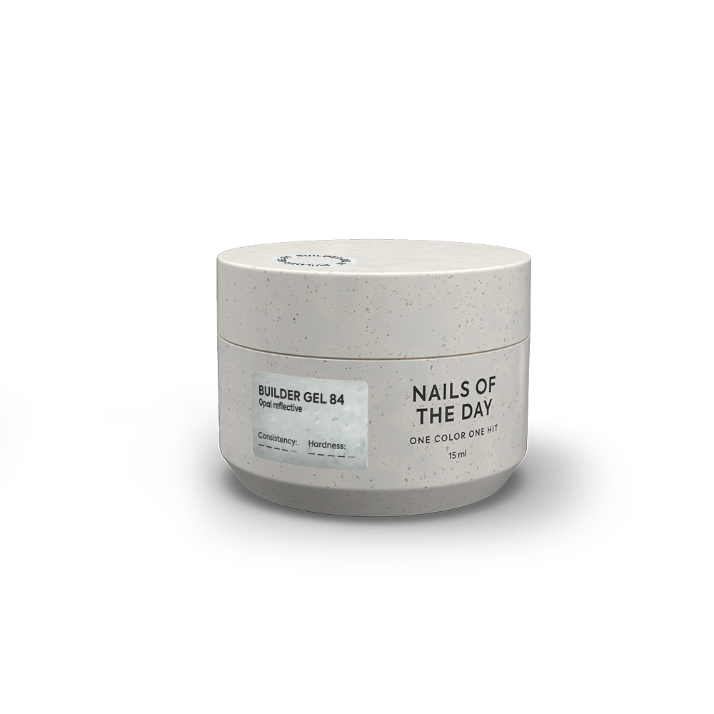NAILSOFTHEDAY Builder Gel 84 – milchiger, lichtreflektierender Aufbaugel mit opalem Schimmer für Nagelverlängerung.