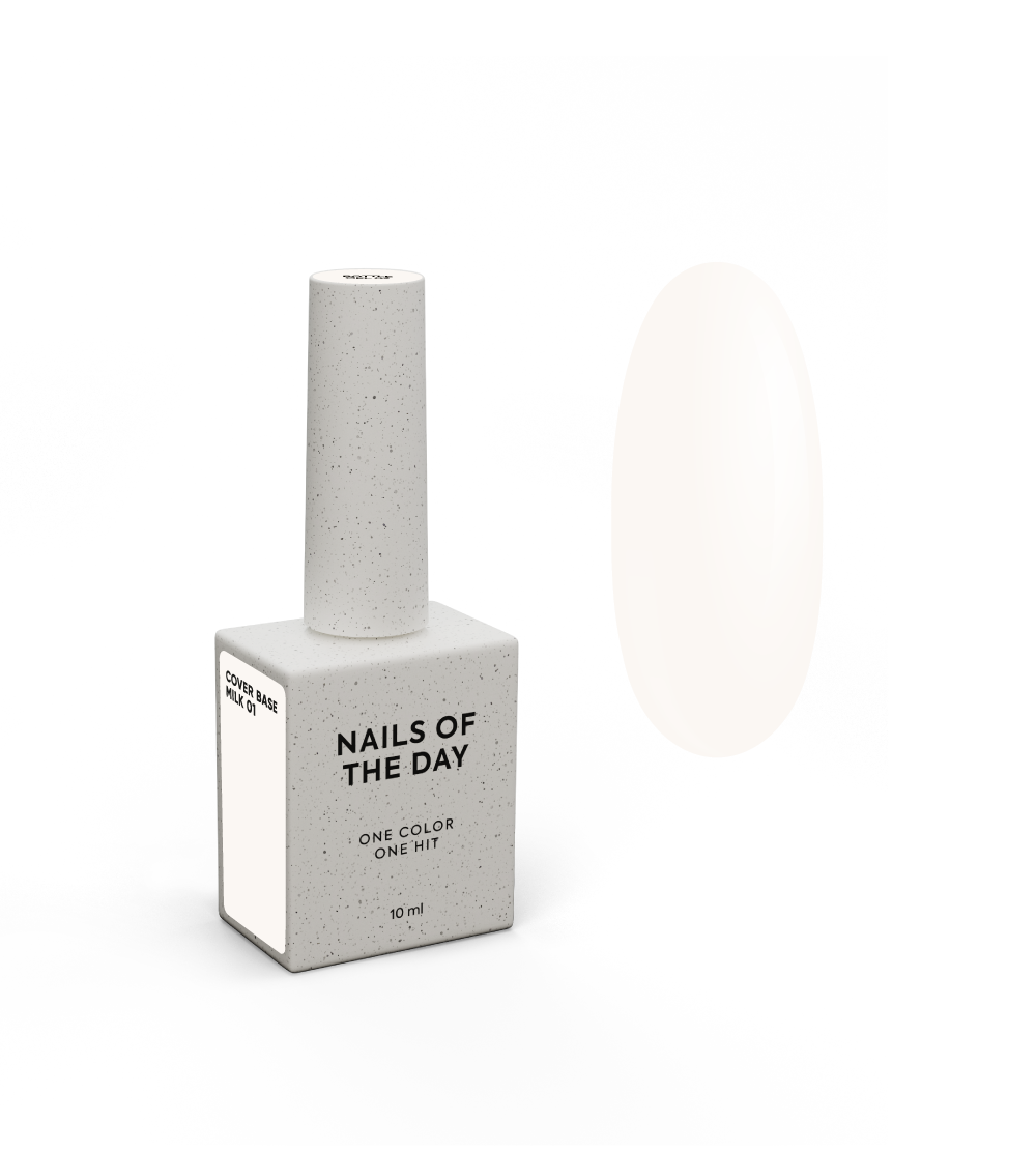 NAILSOFTHEDAY Cover Base Milk 01 – dusty milky, intense base coat for nails, 10 ml.