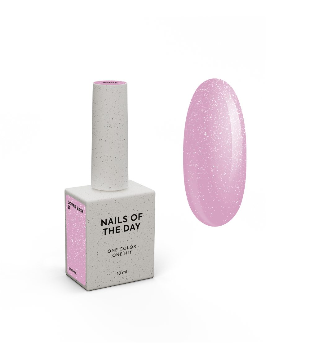 NAILSOFTHEDAY Cover Base 27 Shimmer - pink base coat with silver shimmer for nails, 10 ml.