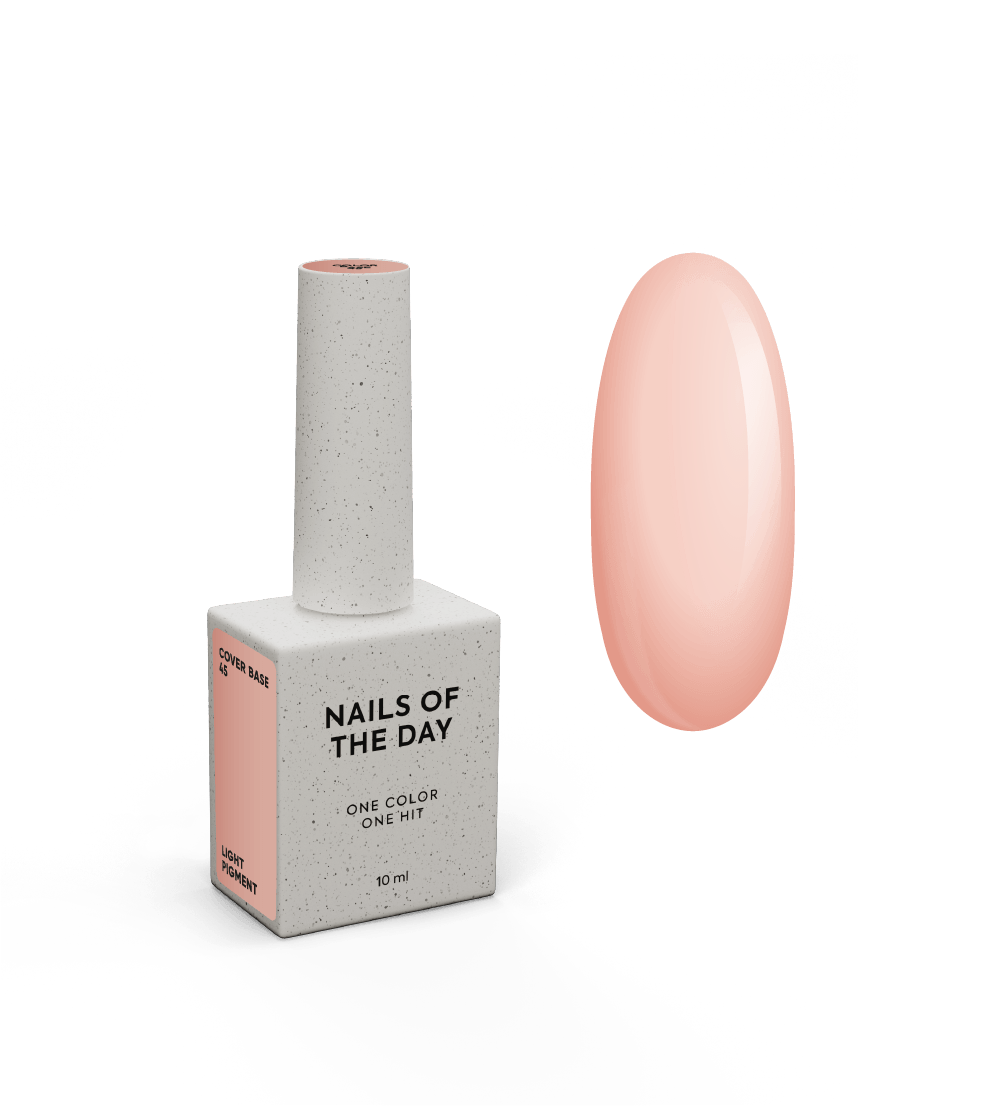 NAILSOFTHEDAY Cover Base 45 Light Pigment – Base coat semi-transparent légèrement pigmenté de couleur nude pour les ongles, 10 ml.