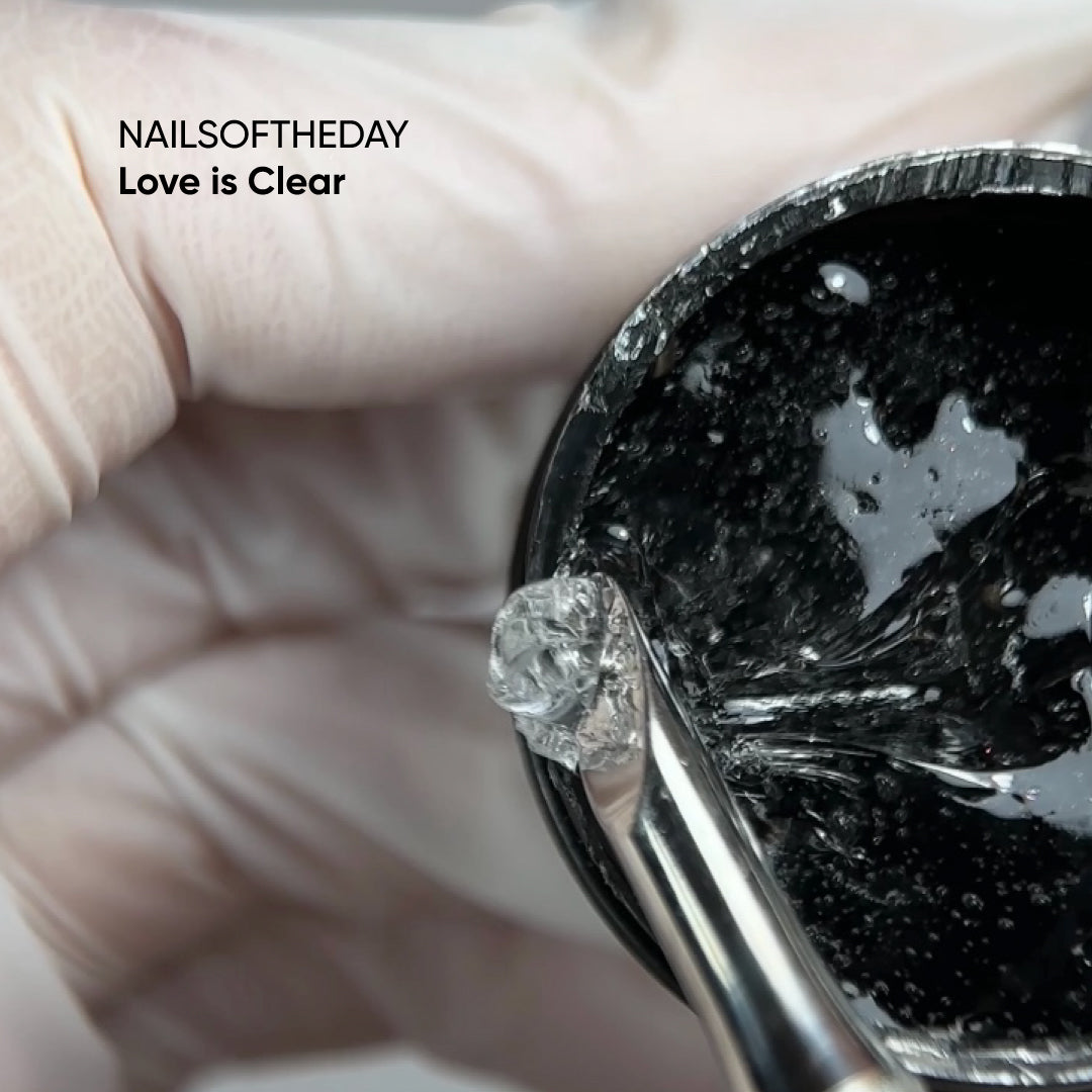 NAILSOFTHEDAY Love is Clear – transparent modeling gel for creating 3D nail designs.