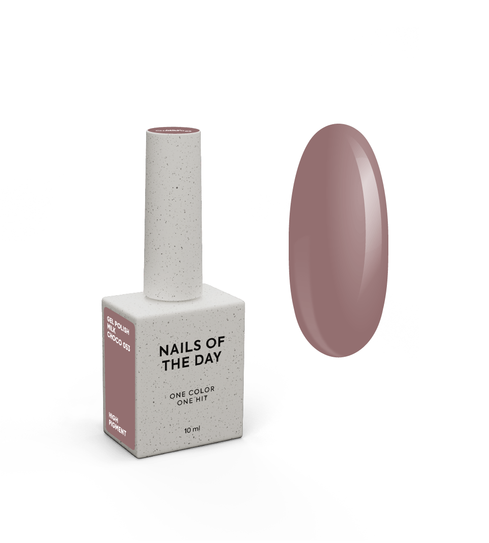NAILSOFTHEDAY Gel Polish Milk Choco – un vernis à ongles semi-permanent marron chocolat chaud, opaque en une seule couche.