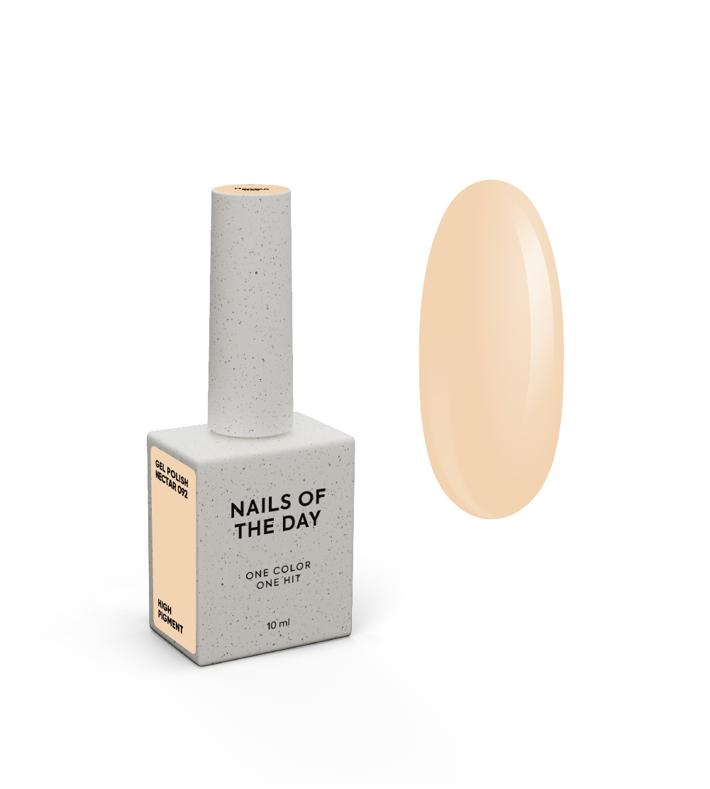 NAILSOFTHEDAY Gel Polish Nectar 092 – pastel peach gel nail polish, opaque in one coat.