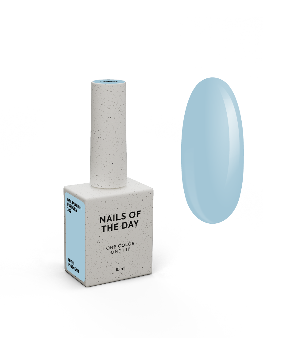 NAILSOFTHEDAY Gel Polish Puresky 302 – pastel blue gel nail polish, opaque in one coat.