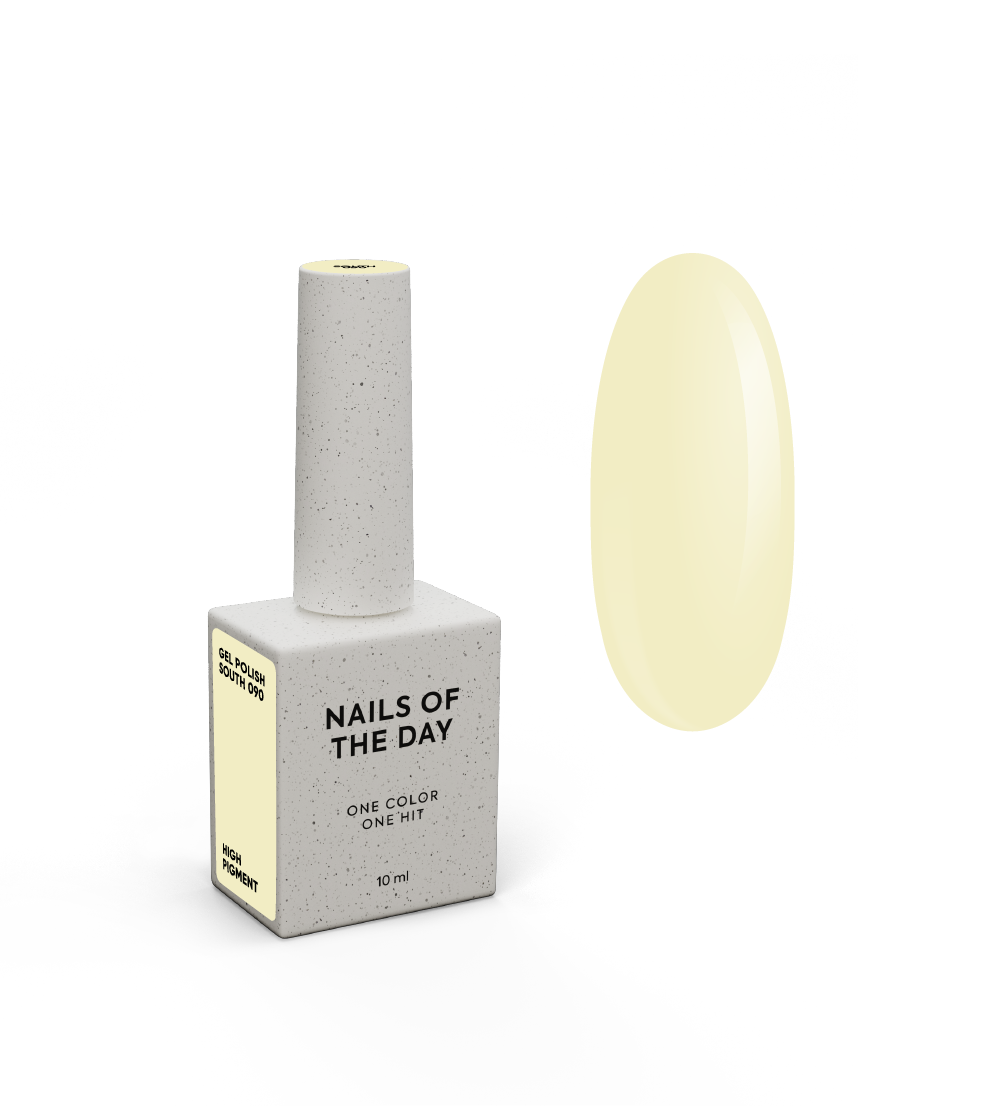NAILSOFTHEDAY Gel Polish South 090 – pastel yellow gel nail polish, opaque in one coat.