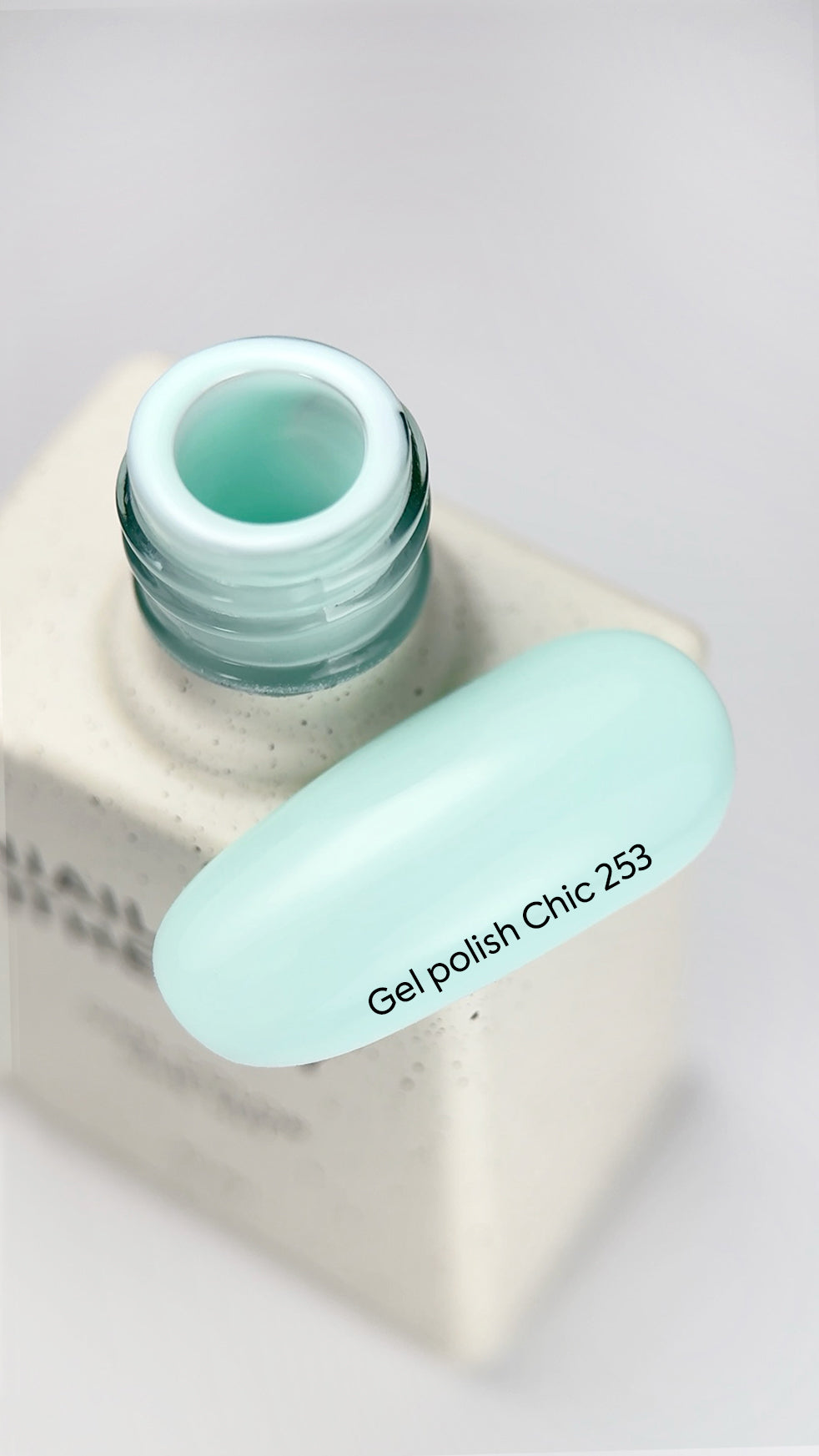 NAILSOFTHEDAY Gel Polish Chic 253 – pastel turquoise gel nail polish, opaque in one coat.
