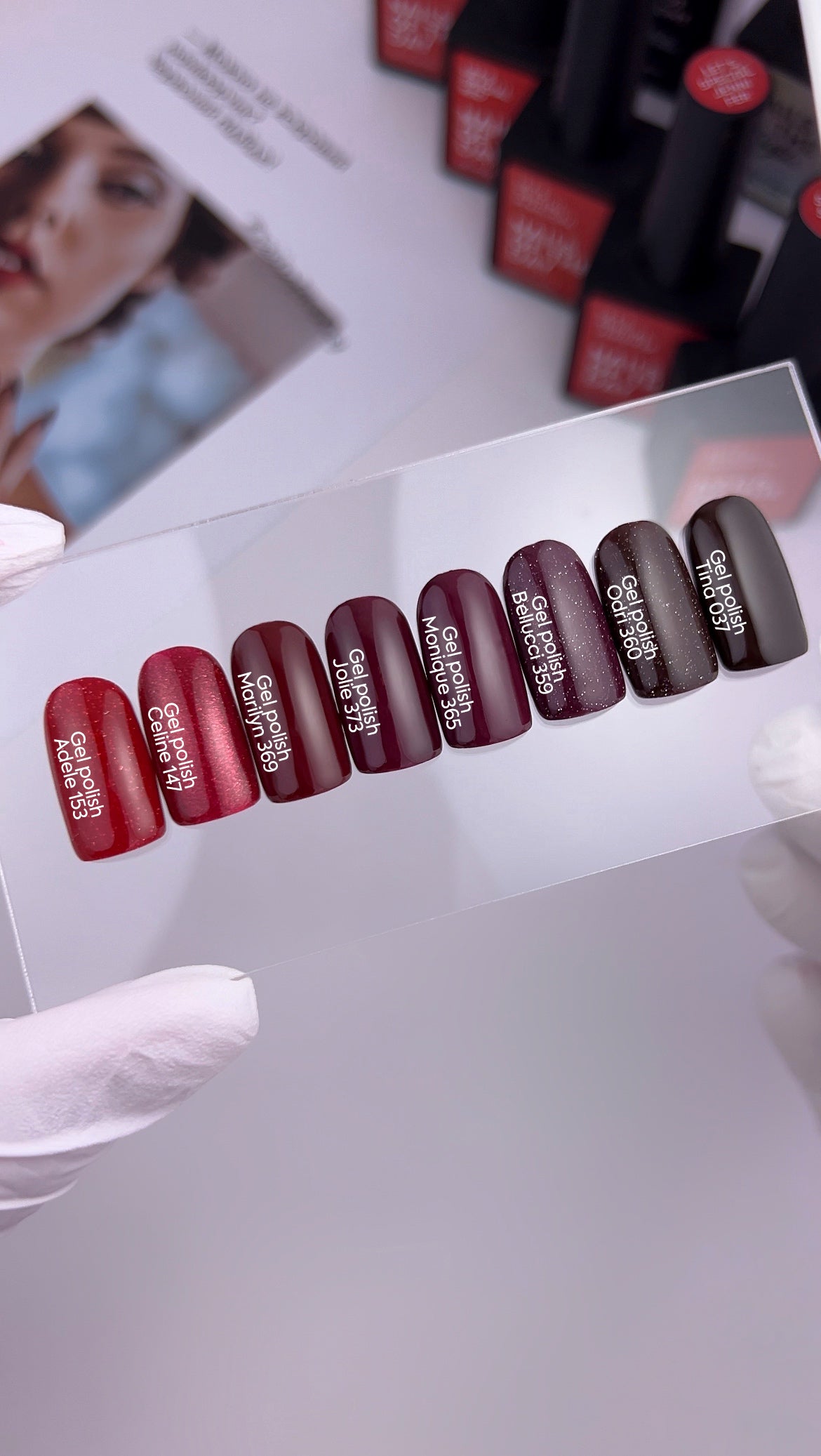 NAILSOFTHEDAY Gel Polish Adele – red gel nail polish with shimmer, opaque in one coat.
