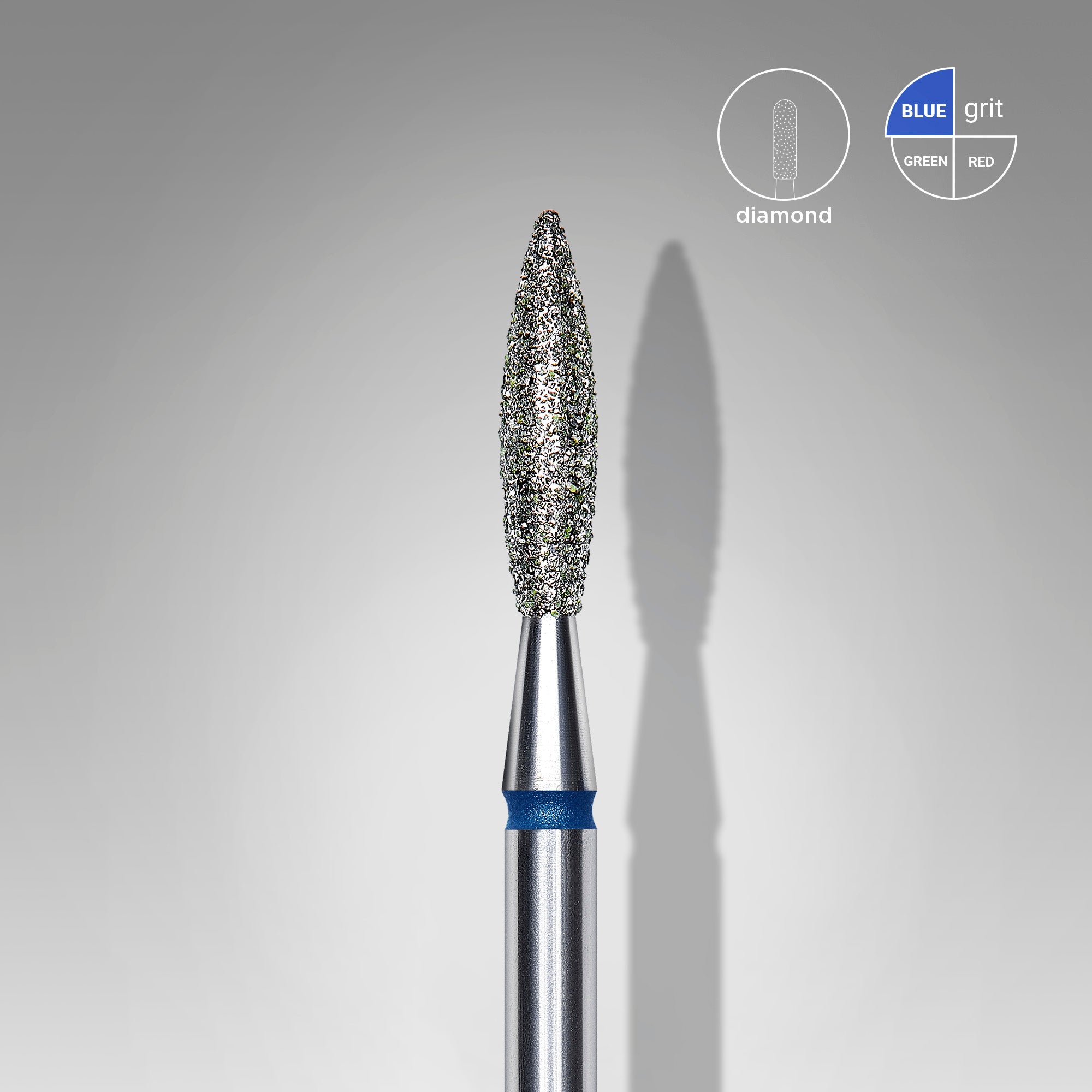 Diamond Burr "Flame" Blue, Diameter 2.3 mm / Working Part 10 mm