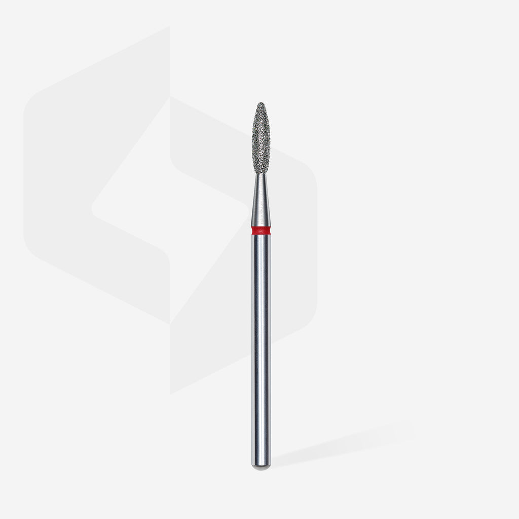 Fraise diamantée "Flamme" Rouge, diamètre 2,1 mm / Partie travaillante 8 mm