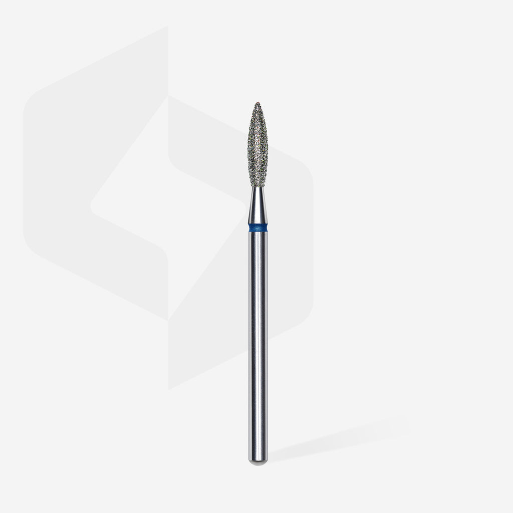 Fraise diamantée "Flamme" bleue, diamètre 2,3 mm / partie travaillante 10 mm