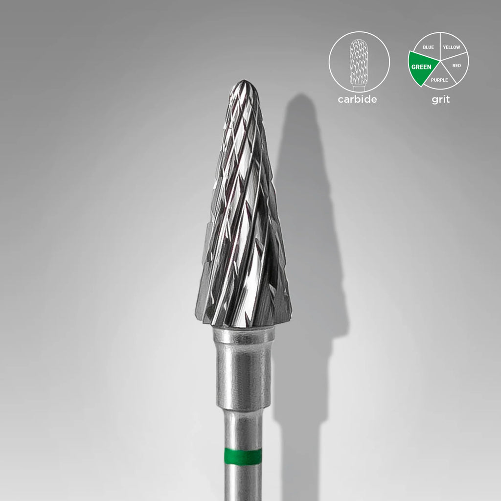 Fraise carbure "Cône", verte, diamètre 6 mm / portée 14 mm