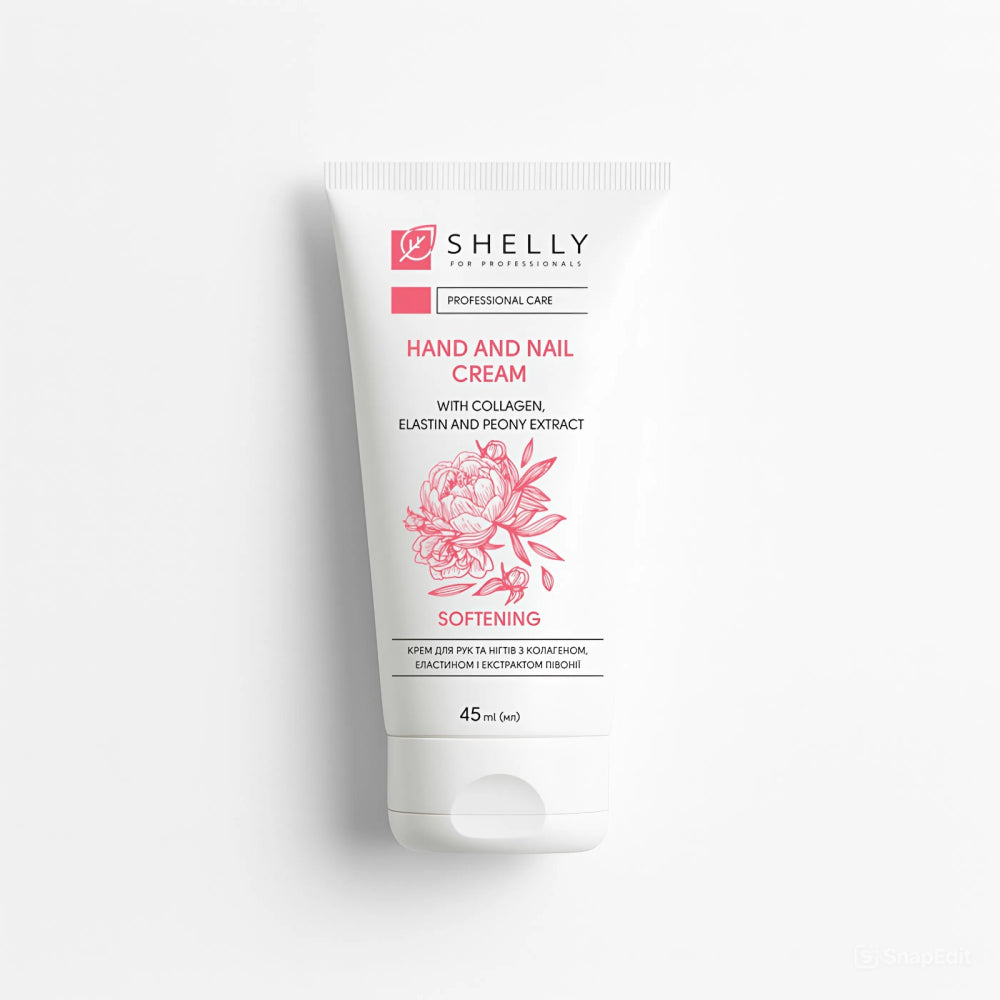 Crème mains et ongles au collagène, à l'élastine et à l'extrait de pivoine Shelly.