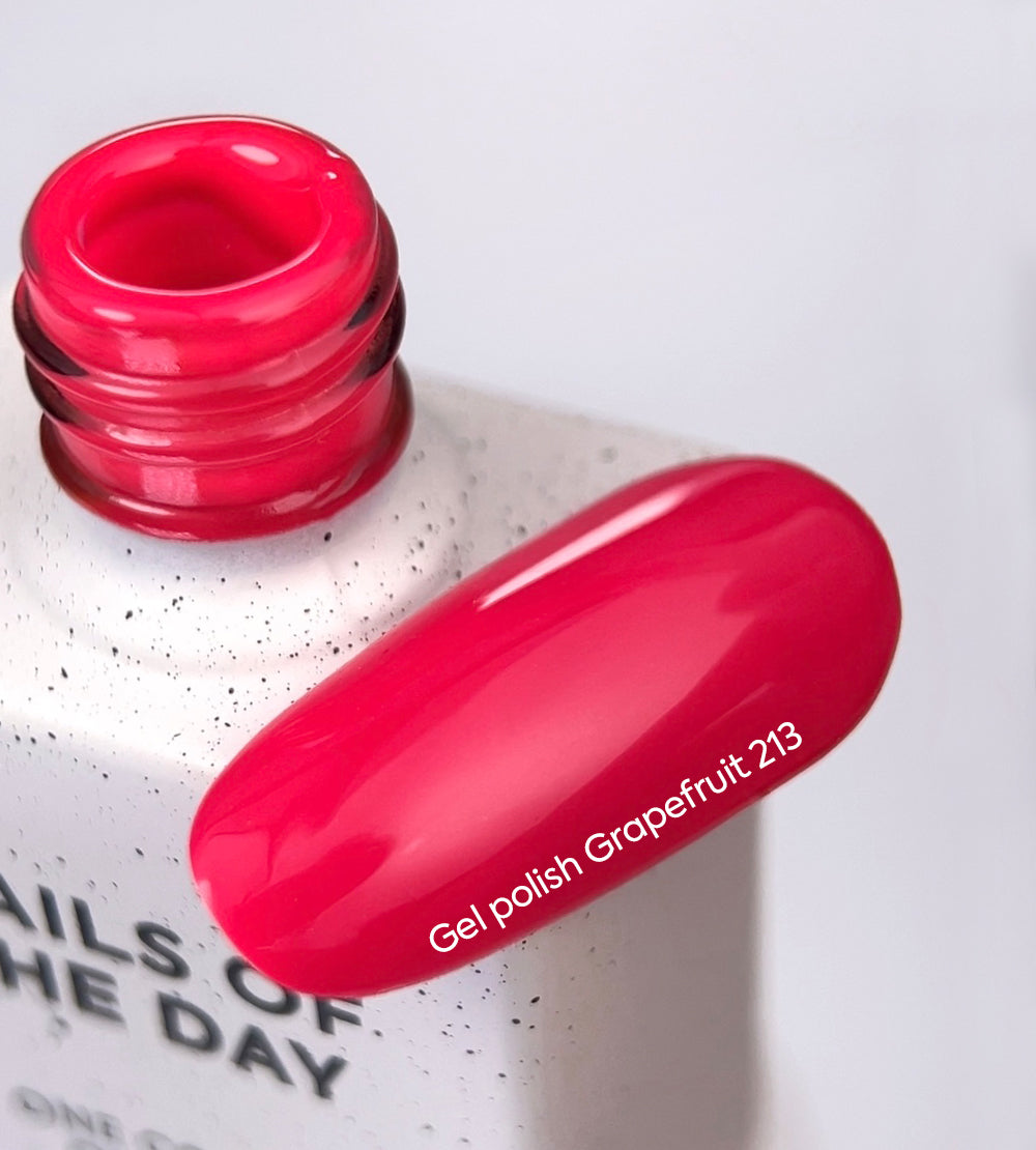 NAILSOFTHEDAY Gel Polish Grapefruit – neon raspberry gel nail polish, opaque in one coat.