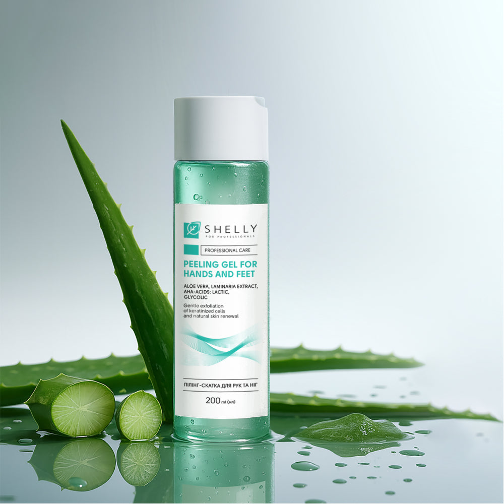Peeling Gel (Gommage) for Hands and Feet with Aloe Vera, Mint Extract and AHA Acids Shelly.