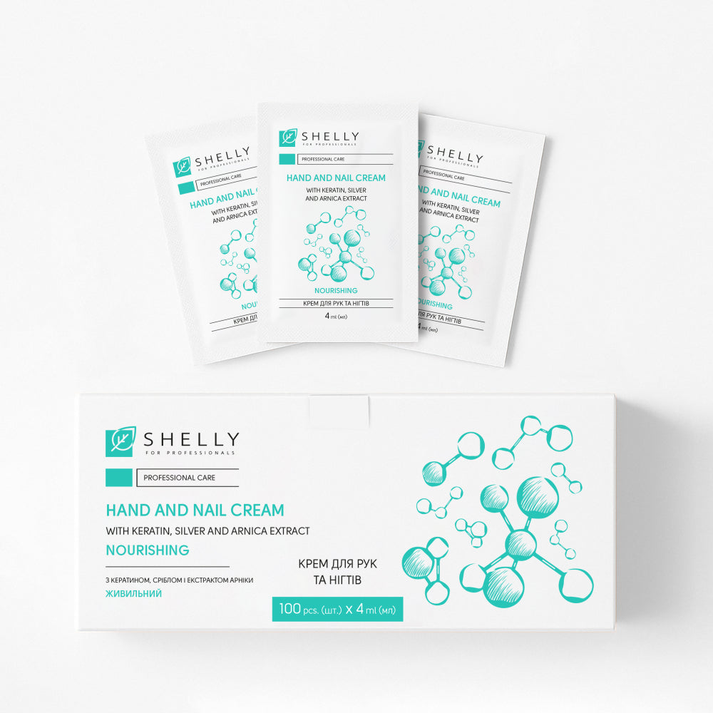 Hand and Nail Cream with Keratin, Silver, and Arnica Extract Shelly 4 ml x 100 pcs.