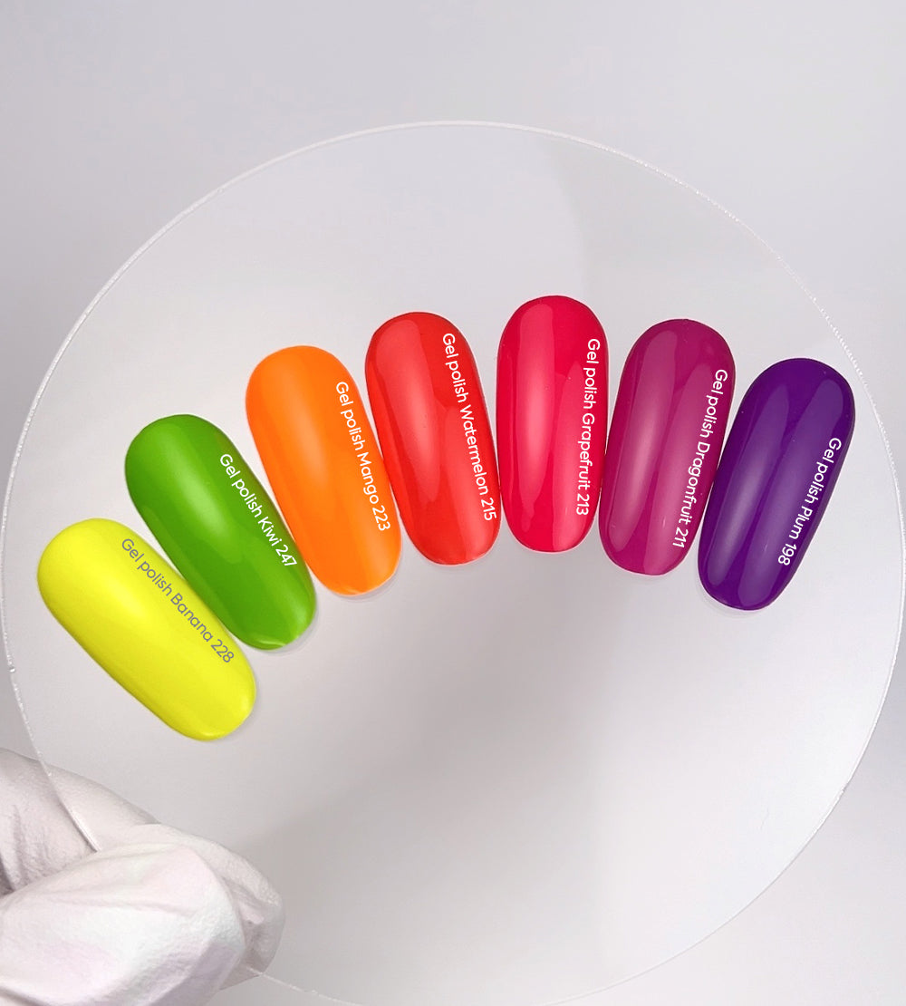 NAILSOFTHEDAY Gel Polish Grapefruit – neon raspberry gel nail polish, opaque in one coat.