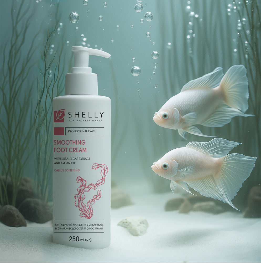 Crème pour les pieds Shelly à l'urée, à l'extrait d'algues et à l'huile d'argan.